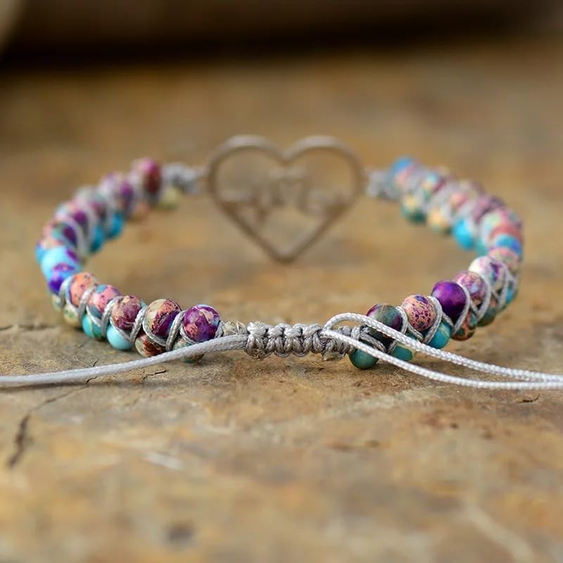DivaGlamz To My Granddaughter-Infinity Forever Love Heart Bracelet, Natural Emperor Stone Double Layer Purple Beaded Woven Wrap Bracelets Adjustable Mind Peace Gift Jewelry - Image 2